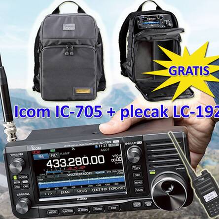  IC-705 Icom z BP-307 a w promocji dodatkowo plecak LC-192 lub dodatkowy akumulator *